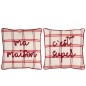Set di 2 cuscini con testo a quadri in poliestere bianco 44x44cm Set di 2 cuscini con testo a quadri in poliestere bianco 44x44cm
