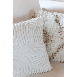 Coussin carré en coton blanc et or 47x47cm