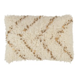 Coussin rectangulaire en coton blanc et or 60x40cm