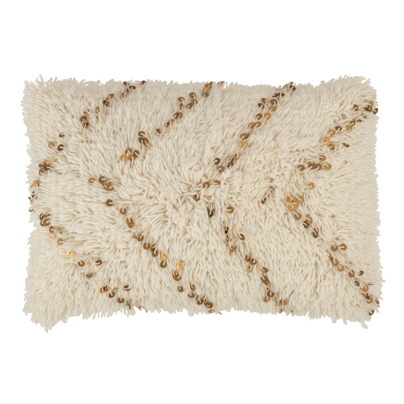Cojín rectangular de algodón blanco y dorado, 60 x 40 cm Cojín rectangular de algodón blanco y dorado, 60 x 40 cm