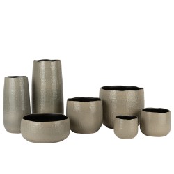 Vaso di fiori in ceramica grigio chiaro con motivo 22x22x18cm