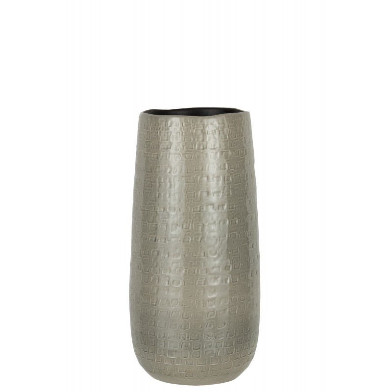Vase à motifs en céramique gris clair 18x18x40cm