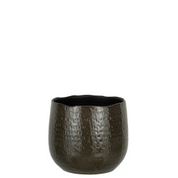 Macetero de cerámica gris oscuro de 25x25x22cm