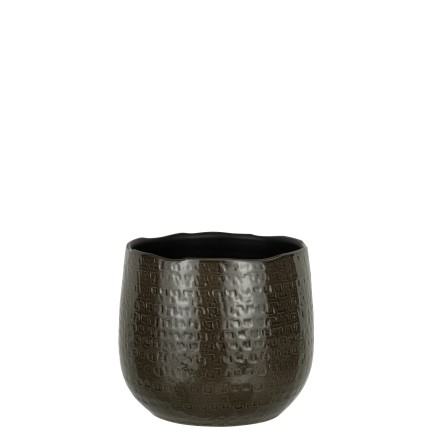 Macetero de cerámica gris oscuro de 25x25x22cm