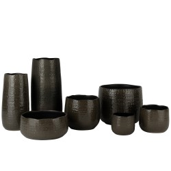Vaso di fiori in ceramica grigio scuro 25x25x22cm