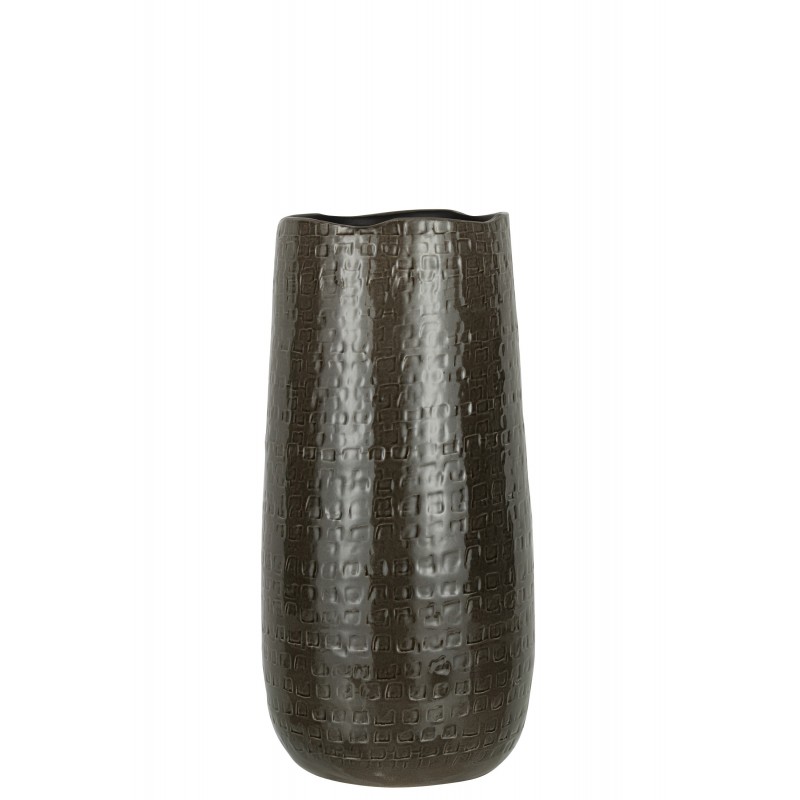 Vase à motifs en céramique gris foncé 18x18x40cm