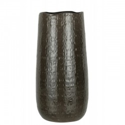 Jarrón con motivos en cerámica gris oscuro 22x22x50cm