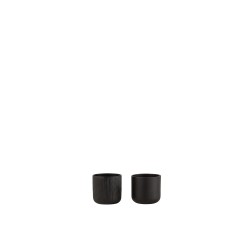 Lot de 2 cache-pots en céramique noire 7x6.5cm