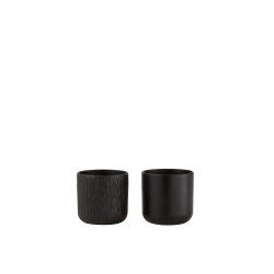 Lot de 2 cache-pots en céramique noire 11x11cm