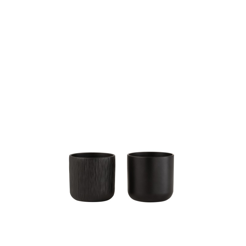 Lot de 2 cache-pots en céramique noire 11x11cm Lot de 2 cache-pots en céramique noire 11x11cm
