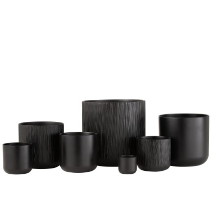Lot de 2 cache-pots en céramique noire 11x11cm