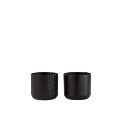 Lot de 2 cache-pots en céramique noire 13.5x12.5cm