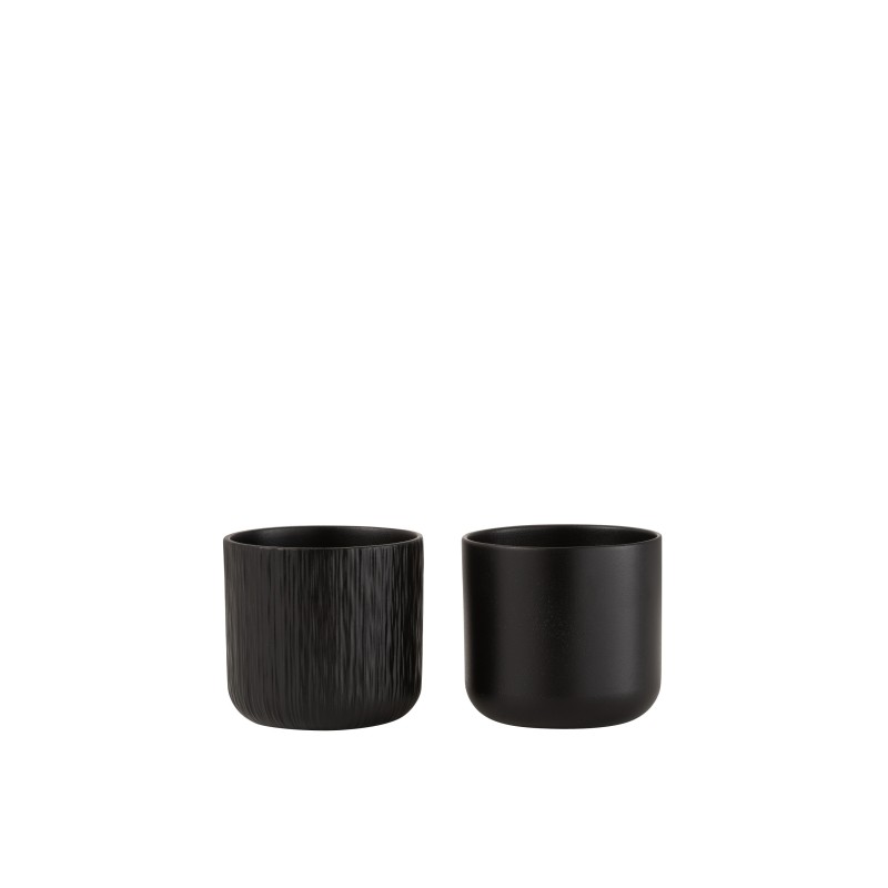 Lot de 2 cache-pots en céramique noire 13.5x12.5cm Lot de 2 cache-pots en céramique noire 13.5x12.5cm