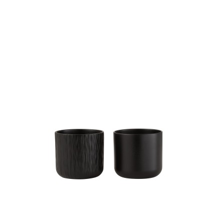 Lot de 2 cache-pots en céramique noire 13.5x12.5cm