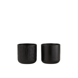 Lot de 2 cache-pots en céramique noire 15x14.5cm