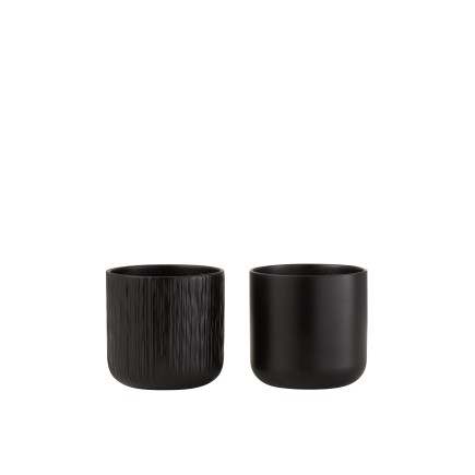 Lot de 2 cache-pots en céramique noire 15x14.5cm