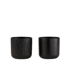 Lot de 2 cache-pots en céramique noire 18.5x18cm