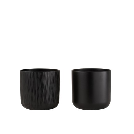 Lot de 2 cache-pots en céramique noire 18.5x18cm