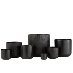 Lot de 2 cache-pots en céramique noire 18.5x18cm