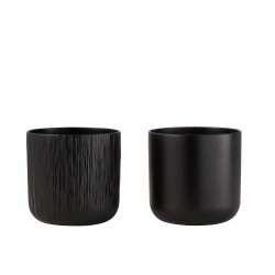 Lot de 2 cache-pots en céramique noire 20.5x20cm