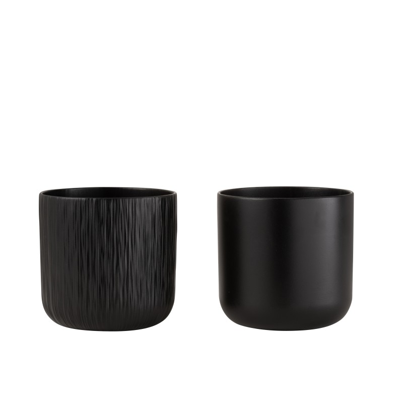 Lot de 2 cache-pots en céramique noire 20.5x20cm Lot de 2 cache-pots en céramique noire 20.5x20cm