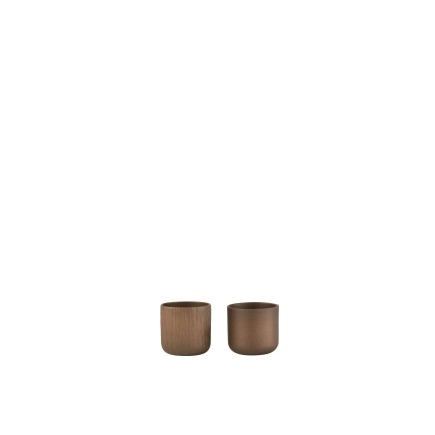 Lot de 2 cache-pots en céramique or cuivré 7x6.5cm
