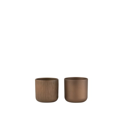 Lot de 2 cache-pots en céramique cuivre 11x11x11cm