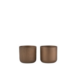 Lot de 2 cache-pots en céramique or cuivré 13.5x12.5cm
