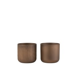 Lot de 2 cache-pots en céramique or cuivré 15x14.5cm