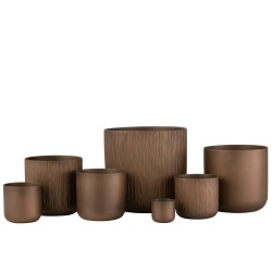 Lot de 2 cache-pots en céramique or cuivré 18.5x18cm
