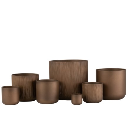 Lot de 2 cache-pots en céramique or cuivré 18.5x18cm