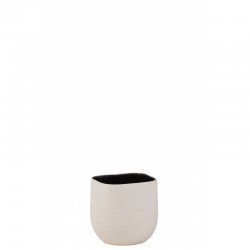 Cachepot de cerámica blanco de 23x22.5x20.5 cm
