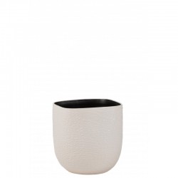 Cachepot de cerámica blanco de 30.5x29.5x29.5 cm