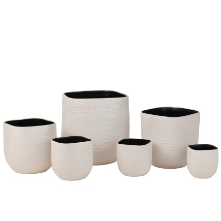 Macetero de cerámica blanco de 30.5x29.5x29.5 cm