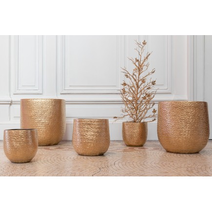 Vaso di fiori in ceramica dorata 16x16x16cm