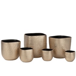 Cache-pot en céramique champagne 18x18x19cm