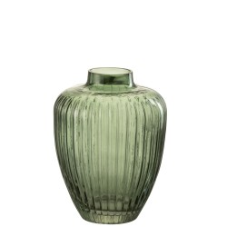 Vase à ligne en verre vert 18.5x25cm