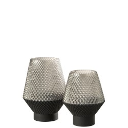 Vase avec motifs en verre gris 17x21cm