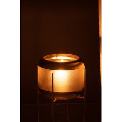 Vase rond en verre sur pied en métal doré 20x20cm