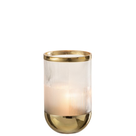 Vase cylindrique avec motif en verre à fond or 13x21cm