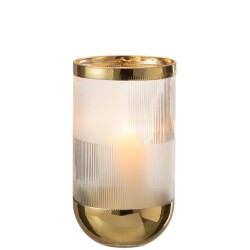 Vase cylindrique avec motif en verre à fond or 15x26cm