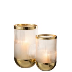 Vase cylindrique avec motif en verre à fond or 15x26cm