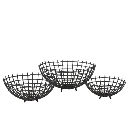 Corbeille avec pieds en métal noir 29x29x13cm