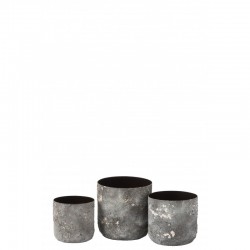 Set de 3 pots à plantes en métal gris 18x18x18.5 cm