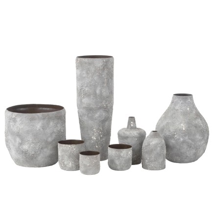 Vase rugueux en métal gris 17x17x25cm