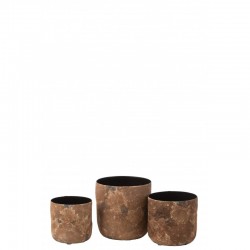 Set de 3 pots à plantes en métal marron 18x18x18.5 cm