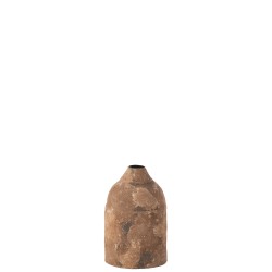Vase rugueux en métal marron 17x17x25cm