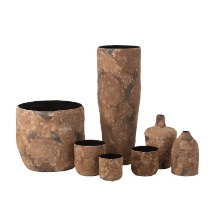 Vase rugueux en métal marron 17x17x25cm