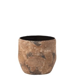 Vase rugueux en métal marron 39x39x37cm