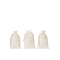 Set de 3 Sacs de Noël en textile blanc 30x1x50 cm